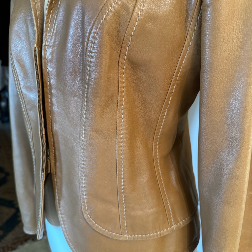 Valentino Brown Leather Blazer - Picture 9 of 11
